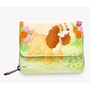 NWT Loungefly Disney Lady And The Tramp Tulips Floral Flap Wallet Spring